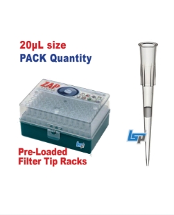 Picture of Sterile, ZAP™ SLIK 20µL size, Low Retention Aerosol Filtered Pipet-Tips 96/rack, 10 racks/pack (960 filter tips/pack)