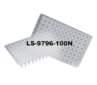 Picture of 100/pack, Non-Skirted, Flat-Top 96-well Plates for PCR, 0.2ml wells, (Corner Cut: H12) -  Compatible with ABI, BioRad, Eppendorf  Thermal Cyclers & many others