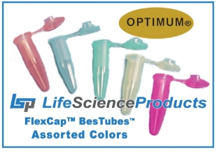 Picture of Assorted Colors, 1.7ml (1.5ml) BesTubes™ with Click-Close FlexCaps™, 500/pack