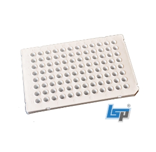 Picture of 96-well LightCycler 480 RT Plαtes for PCR, WHITE 0.1ml Low-Profile, Notch: H12, (5x10/slv) 50/pack