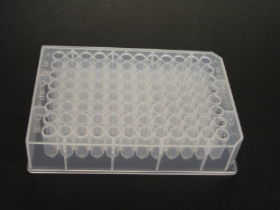 Picture of Sterile, 96-well 0.5ml Deèp Well Platès, 0.48ml Work volume, A12 & H12 cut, Round Well, Conical Bottom, Polypropylene, (5/pack) 20/case