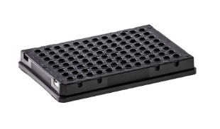 Picture of 100/pack Black, Amplate™ 96-well LOW PROFILE, 0.1ml/well, Skirted Plates for PCR (Notch: H1)