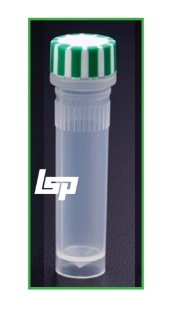 Picture of 2.0mL, Sterile Screw Top Micro Tube and Cap, Self-Standing, Grip Band, Green Grip Cap With Integrated O-Ring, (10x50) 500/case