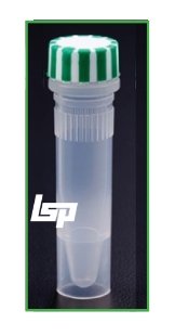 Picture of 1.5mL, Sterile Screw Top Micro Tube and Cap, Self-Standing, Grip Band, Green Grip Cap With Integrated O-Ring, (10x50) 500/case