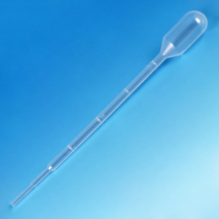 Picture of Sterile, 3.0ml Dispòsable Transfèr Pipèts, Graduated to 1ml (with 0.25ml div.), small bulb with 2.2ml draw, 14.0cm L, Individually Wrapped 500/pack