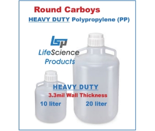 Picture of HEAVY-DUTY, 10 Liter, Round Polypropylene Graduated Càrboy, 1/each