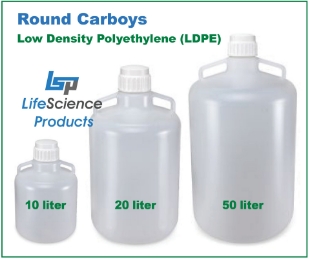 Picture of 10 Liter, Round Low Density Polyethylene (LDPE) Graduated Càrboy, 1/each 