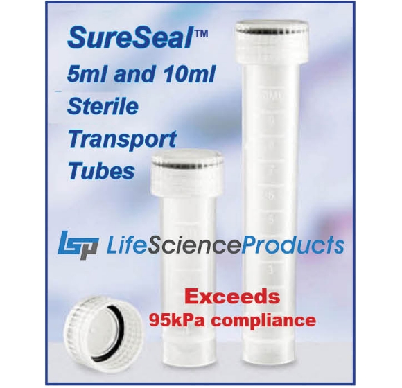 Picture of SureSeal - Sterile 5ml & 10ml Transport Tubes - 95kPa Compliant