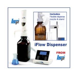 iFLow Electronic Motorized LCD Digital Bottle Top Dispenser with Flexible dispense nozzle stand