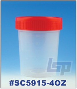 Picture of NON-STERILE, 4oz (120ml) Specimen Container Red, 500/case