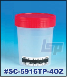 Picture of NON-STERILE, 4oz (120ml) Specimen Container Red, with TP, 500/case