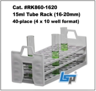 Picture of Stack·Rack,  For 16-20mm tubes & 15ml conical tubes, 40-place (4x10) Autoclavable Stackable Rack, 1 each