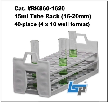 Picture of Stack·Rack,  For 16-20mm tubes & 15ml conical tubes, 40-place (4x10) Autoclavable Stackable Rack, 1 each