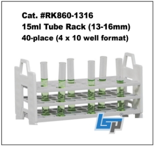 Picture of Stack·Rack, For 13-16mm tubes & 15ml conical tubes, 40-place (4x10) Autoclavable Stackable Rack, 1 each