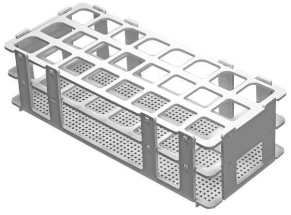 Picture of No·Wire Rack, For 20-25mm test tubes & culture tubes, 24-place (3x8) Submersible, Stackable, Autoclavable Rack, 1 each