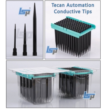 Picture of Nest Brand- Tecan Automation Robotic Tips, Black Conductive, Sterile, RNase-DNase-DNA, Protease-Pyrogen Free, 96 x 24/Blister Trays/case, 2304 tips/case