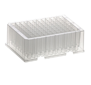 Picture of Non-Sterile 96-well 2.2ml Deèp Well Platès, 2.0ml work volume, A1/H1 cuts, Square Well, Round Bottom, 4/pack, 24/case - (Also Compatible with Qiagèn™ S-Blocks #19585)