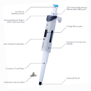 Picture of HAL0™ Adjustable Pipèttor, 200-1250µL Range, 1 each