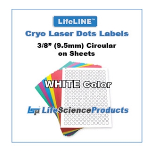 Picture of WHITE Color - Cryo·Laser·Dots Lábels, 3/8" (9.5mm) Circular, 192/sheet, 20 sheets, 3,840 Dots/pack