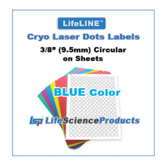 Picture of BLUE Color - Cryo·Laser·Dots Lábels, 3/8" (9.5mm) Circular, 192/sheet,  20 sheets, 3,840 Dots/pack