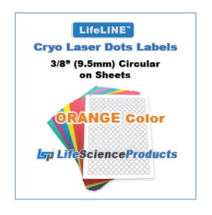 Picture of ORANGE Color - Cryo·Laser·Dots Lábels, 3/8" (9.5mm) Circular, 20 sheets, 3,840 Dots/pack