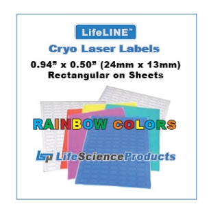 Picture of LSP's LifeLINE™ - RAINBOW Assorted Color - Cryo·Laser Lábels, 0.94" x 0.50" (24mm x 13mm) Rectangular, 25 sheets, 2,975/pack