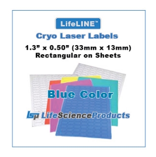 Picture of LSP's LifeLINE™ - BLUE Color - Cryo·Laser Lábels, 1.3"(1.28") x 0.50" (33mm x 13mm) Rectangular, 20 sheets, 1,700/pack