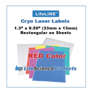 Picture of LSP's LifeLINE™ - RED Color - Cryo·Laser Lábels, 1.3"(1.28") x 0.50" (33mm x 13mm) Rectangular, 20 sheets, 1,700/pack