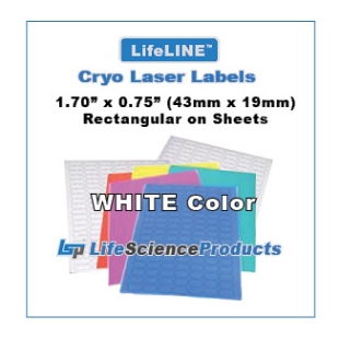 Picture of LSP's LifeLINE™ - WHITE Color - Cryo·Laser Lábels, 1.70"(1.69") x 0.75" (43mm x 19mm) Rectangular, 20 sheets, 1,040/pack