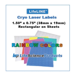 Picture of LSP's LifeLINE™ - RAINBOW Assorted Color - Cryo·Laser Lábels, 1.50" x 0.75" (38mm x 19mm) Rectangular, 60/sheet, (300 labels/color), 25 sheets, 1500/pack