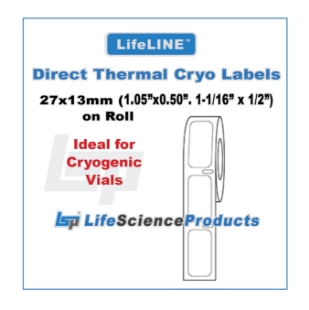 Picture of LifeLINE™ Brand, White 27x13mm (1.05"x0.50", 1-1/16"x1/2") Diréct·Thermal Cryo Lábels on Roll, 1" core, 1000/roll