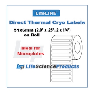 Picture of LifeLINE™ Brand, White 51x6mm (2.00"x0.25", 2"x1/4") Diréct Thermal Cryo Lábels on Roll, 1" core, 1000/roll