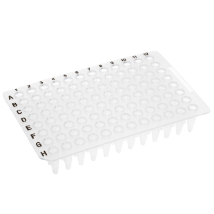 Picture of CellTreat 96 Well PCR·Plate, No Skirt, Clear with 0.2mL wells (H1 notch) for ABI or BioRad Thermal Cycler, 50/case