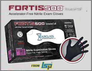 Picture of XX-Large, Fortis-500 Extended 10.5" Cuff Nitrile Exam Glovè, 90/box, 10 box/case, 900/case