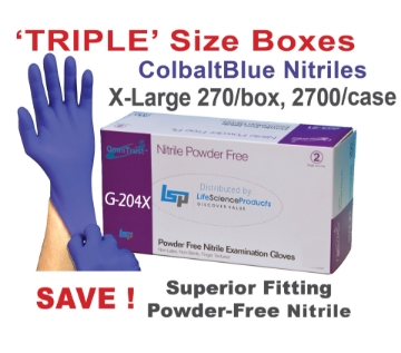 Picture of X-Large, (10x270/Cs, 2700/Cs) 3.0mil ColbaltBlue easyStretch Powder-Free Exam-Nitriles