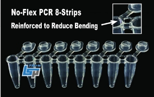 Picture of UltraFlux® i - 8-Strip PCR 0.2ml StripTubés with Reinforced No-Flex Inter-Well Linkage, with Individually attached Optical Flat Caps, 120 strips/pack