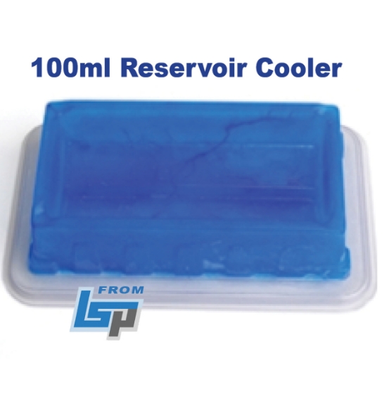 Picture of Sterile, 100mL Reusable Reagént Resérvoir Coolèr with Lid, includes three 100ml reservoirs