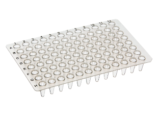 Picture of MOST POPULAR - 96 well PCR plates, Low-Profile 0.1mL per well, Non-Skirted, H12 Cut, Natural, 20 plates/pack