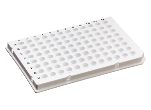 Picture of Perƒorm™ 96 well PCR plates, Light Cycler Type, Low-Profile 0.1ml per well, Semi-Skirt, Flat Top, White color, H12 cut, 10 plates/pack