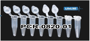 Picture of 0.2ml PCR 8-Strips with Attached Individual Flat Caps, 120/pack