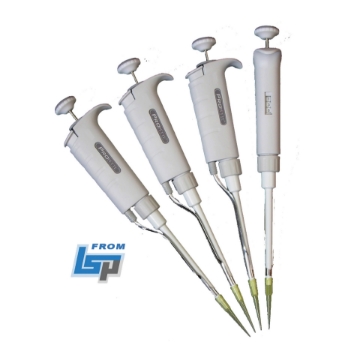 Picture of ProPette LE™ Single Channel Pipettors (Light-Ergonomic-Autoclavable), and Racks