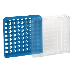 Picture of 81-place Blue Storage·Boxes (only) for 2D·Cryo·vials, Non-Sterile packed, 10/case