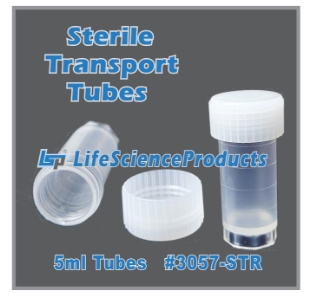 Picture of Sterile, 5ml Transpòrt·Tubès (Polyethylene), Natural ScrewCaps (Polyethylene), Free-Standing, 25/bag, 500/case