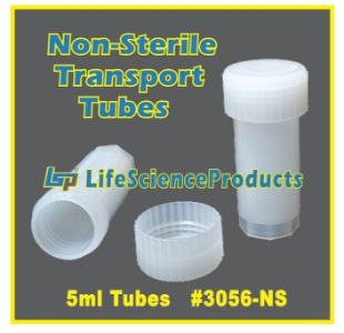 Picture of Non-Sterile, 5ml Transpòrt·Tubès (Polypropylene) with Natural ScrewCap (Polyethylene), 1000/case