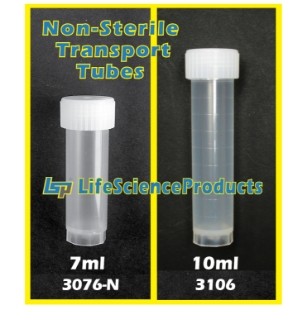 Picture of Non-Sterile, 10ml Transport·Tubes, Natural ScrewCaps, Free-Standing, 1000/case