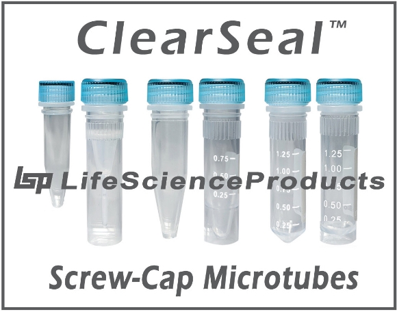 Picture of ClearSeal™ Sterile and Non-Sterile Screw-Cap Microcentrifuge Tubes with 0-ring, EZ Write-On Caps, BigPack 1000/pack