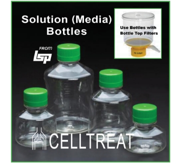 Picture of CellTreat - Sterile Storage Solution Bottles, Polystyrene (Also designed to be used as Receiver vessel with BottleTop Filters with 45mm OD neck)