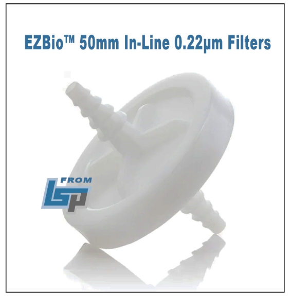 Picture of EZBio 50mm Vent Vacuum In-Line Filters, 0.22um PTFE Hydrophobic, Non-Sterile, 25/case