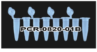 Picture of Blue, 0.2ml PCR 8-Strips with Attached Individual Flat Caps, 120/pack