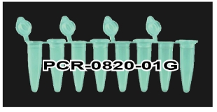 Picture of Green, 0.2ml PCR 8-Strips with Attached Individual Flat Caps, 120/pack